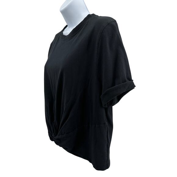 Fabletics Cotton Twist Knot Tee WMNS XL Black Rolled Cuff Short Sleeve Athletic - Picture 7 of 11
